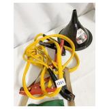 JUMPER CABLES, FUNNEL ETC,