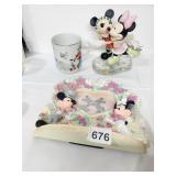 MICKEY/MINNIE FIGURINE, PICTURE FRAME & CUP