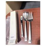 HANCOCK FROSTED STAINLESS FLATWARE 3 PC. SERVING