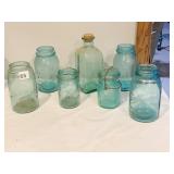 BLUE BALL JAR AND BOTTLE W/ CORK