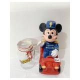 PLASTIC MICKEY 1977 BANK AND GOODIE JAR