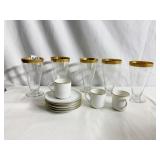 GOLD RIM GLASSES AUSTRIA DEMITASSE SET
