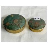 TWO BRASS BOXES W/ FLOWER DESIGN