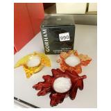 INFINITY AUTUMN LIGHTS SET OF 3 LEAF VOTIVES