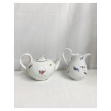 MEISSEN CREAMER WITH CHIPS ON SPOUT AND TEA POT