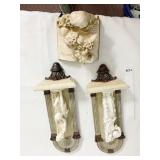 WALL SCONCES- COMEDY PLAQUE CHIP ON EDGE