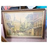 OIL ON CANVAS FRAMED STREET SCENE SIGNED COLEMAN