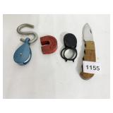 MAGNIFIER, POCKET KNIFE, MAGNET, PULLY