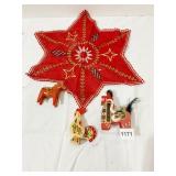 HAND PAINTED HORSES, ROOSTER, FELT CUT OUT