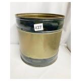 BRASS AND BLACK PLANTER OR TRASH CAN