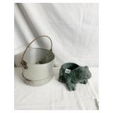 FROG PLANTER AND ALUMINUM BUCKET