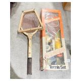 TENNIS SET IN BOX AND WILSON VINTAGE RACKET