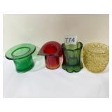 AMBERINA HAT TOOTHPICK HOLDER, JANETTE GLASS