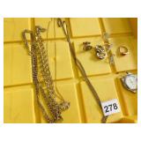 COSTUME JEWELRY, WATCH, RINGS, NECKLACES