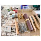 WIRE BRUSHES, BOLTS, LOCK FLUID, ETC.
