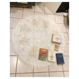 ROUND LACE TABLECLOTH, DECORATIVE STORAGE BOX,