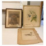 17X21 BOTANICAL IN FRAME, WATER DAMAGE, PINHEAD