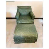 UPHL. ARMCHAIR AND OTTOMAN GREEN W/ DESIGN