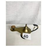BRASS AND METAL OIL LAMP 3 IN