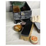 WOOD SHOESHINE KIT WITH POLISH AND BRUSHES