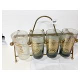 MCM GLASS HOLDER WITH THREE MATCHING GLASSES 1