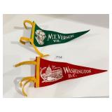 TWO VINTAGE PENNANTS WASHINGTON DC AND MT. VERNON
