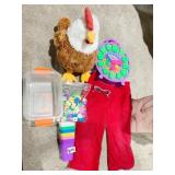 STUFFED HEN, TOYS ETC.