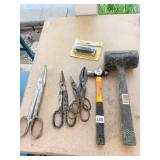 TIN SNIPS, 4 LB. RUBBER MALLOT, ETC.