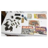 ASSORTED TRAIN PARTS, WIRE, CLIPS, ETC.