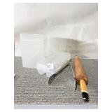 WOODEN ROLLING PIN, EGG HOLDER, TONGS, STORAGE