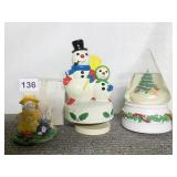 MUSICAL SNOWMAN FIGURES AND EASTER BUNNY FIGURINE
