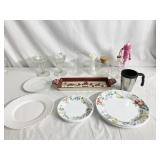 CORELLE PLATES, CHRISTMAS TRAY, ETC.