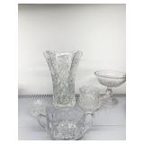 CENTER PC. COMPOTE AND OTHER GLASS BOWLS, AND