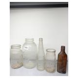 ASSORTED JARS & BOTTLES, ATLAS, ETC.
