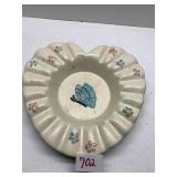 HULL HEART SHAPED DISH 1956 W/ BUTTERFLY CENTER