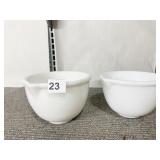 MILK GLASS MIXING BOWLS 4.5 H X 6.5 DIAMETER