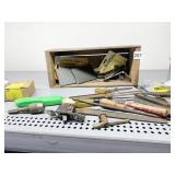 UTILITY KNIFE, WOOD CRATE, ETC.