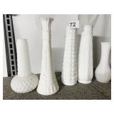 MILK GLASS BUD VASES BRODDY CO