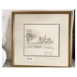 FRAMED EUROPEAN SIGHTS SIGNED HENRI LE RICHY 15"