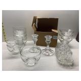 CRYSTAL COVERED BUTTER, CANDLE STICKS NEW IN BOX,