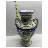 JAPAN 10" H VASE W/ DOUBLE HANDLES AND CHERUBS