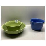 3 GLAZED POTTERY BOWLS