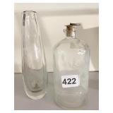 ETCHED VASE AND BOTTLE W/ TOPPER