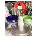 SNOWMAN TRAY, SHAKER, BOWL, STAINLESS CANISTER .