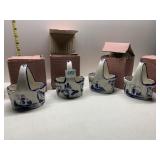 4 DELFT BLUE/WHITE BASKETS IN BOXES