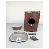 BOWL, OXO SOAP DISH, BIRD FEEDER PORCELAIN