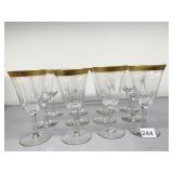 GOLD RIMMED WINE GLASSES ROSE DESIGN SET OF 12