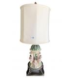 PORCELAIN FIGURAL CENTER LAMP, METAL BASE W/