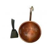 STAG HANDLE HAND CRAFTED BELL 8" L & WOOD BOWL W/