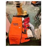 WORK SAFE BLAZE ORANGE CHAPS, SUSPENDERS, WORK